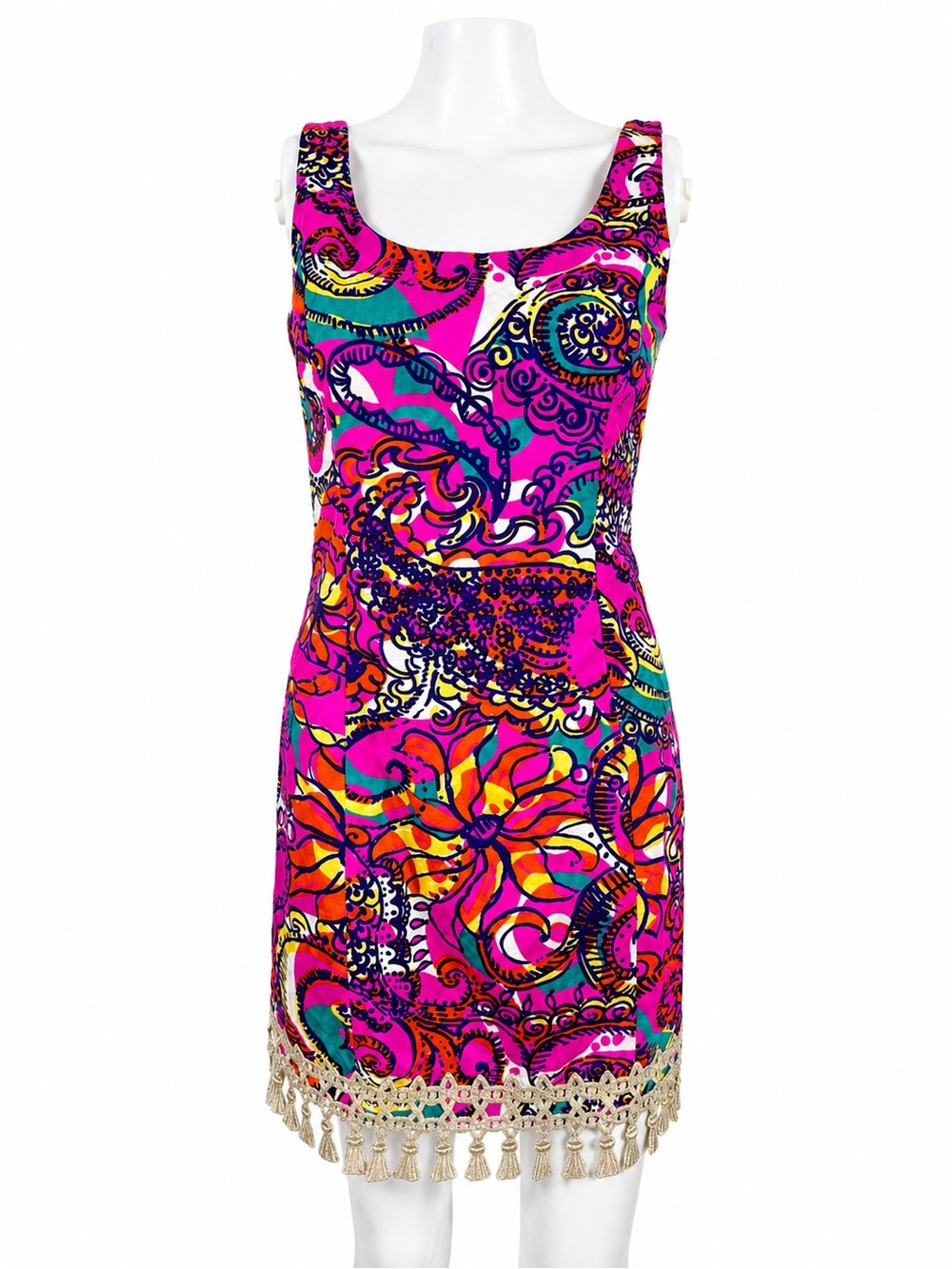 Lilly Pulitzer Eaton Shift Dress Sea And Be Seen Print Tassel Hem Size 0